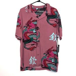 Brooklyn Cloth Men Small Mauve Short Sleeve Button Collared Casual Graphic top